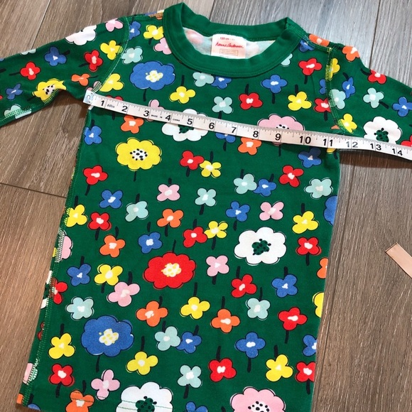 Hanna Andersson Green Floral Pajama Set Winter Long Sleeve Girls Size 120 US 6-7 - Picture 5 of 12